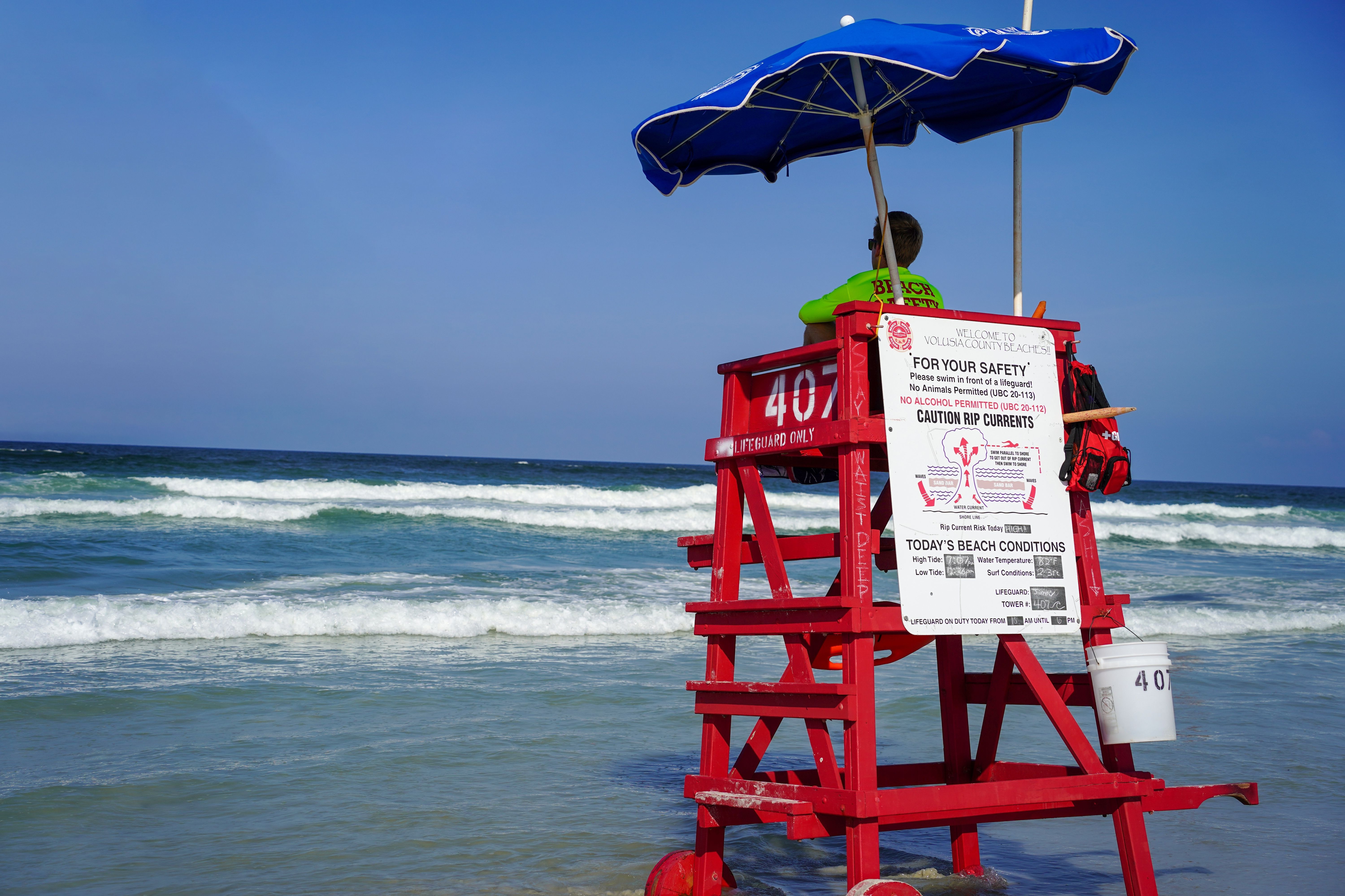 Lifeguard on New Smyrna Beach, the most dangerous beach in the U.S.