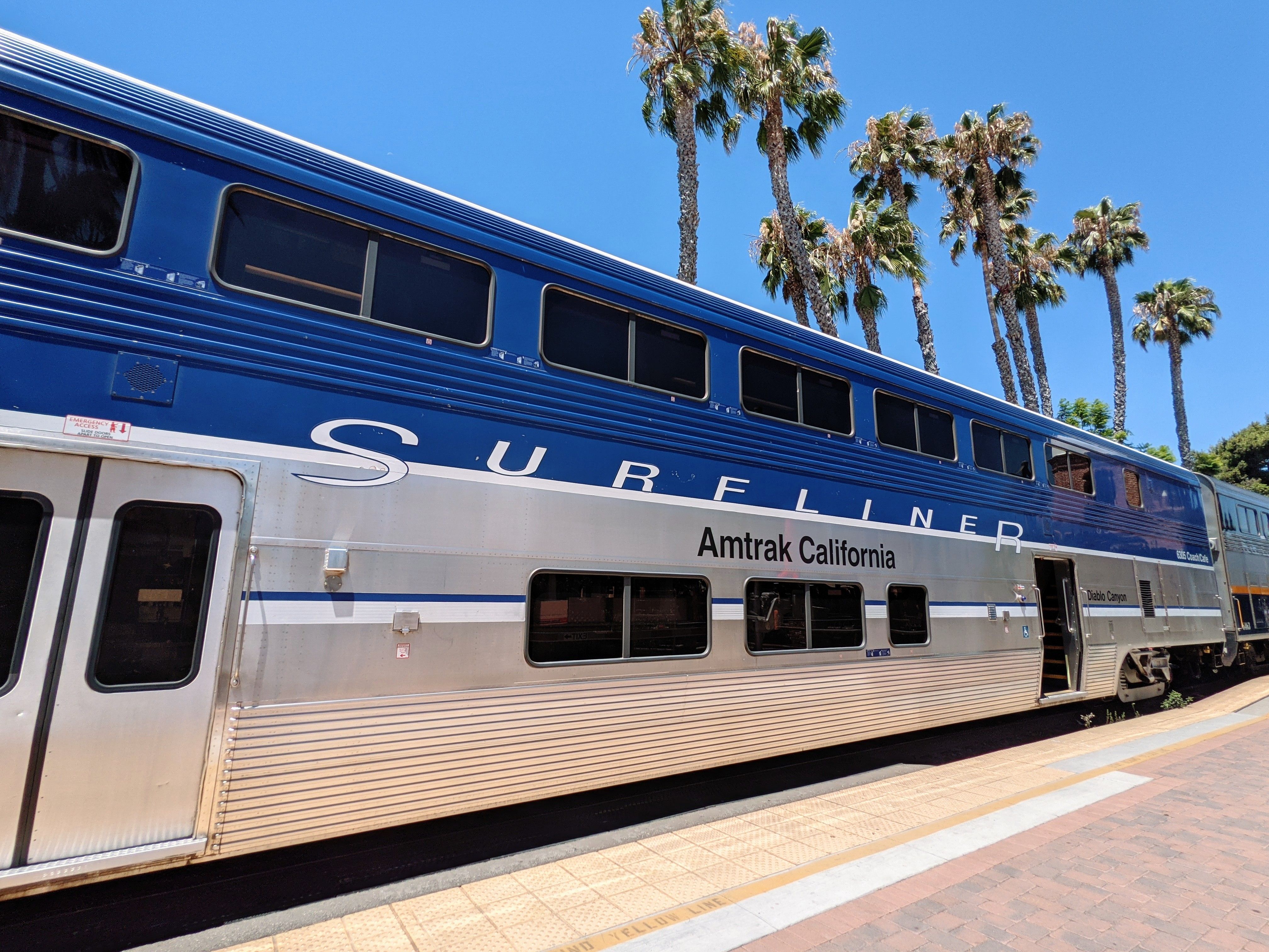 The Amtrak Pacific Surfliner train at San Juan Capistrano station
