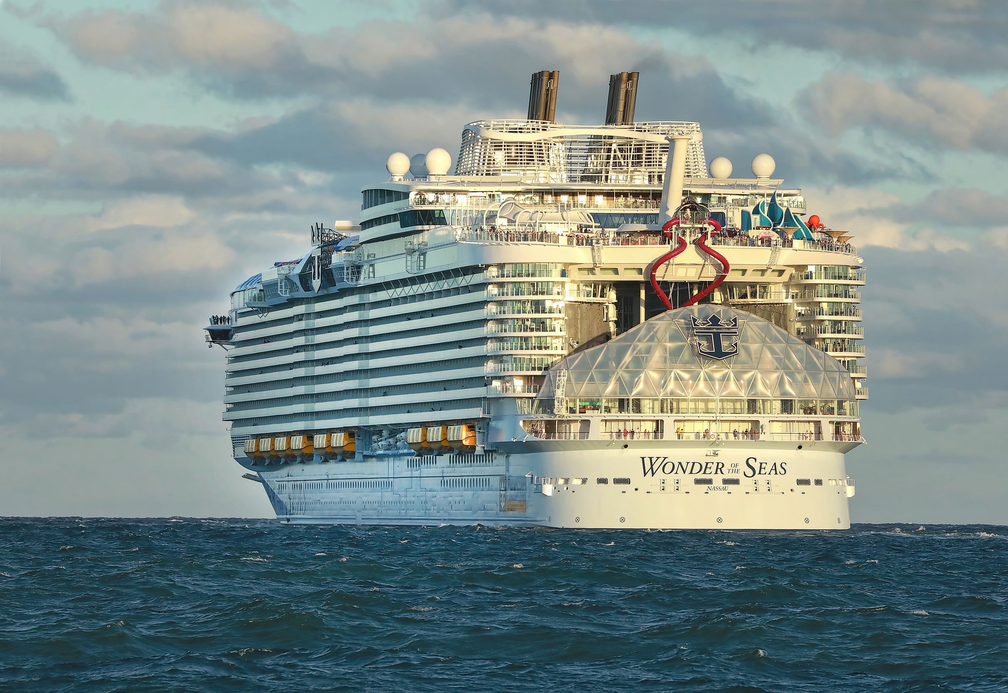 Royal Caribbean's Wonder of the Seas departing Fort Lauderdale, Florida.
