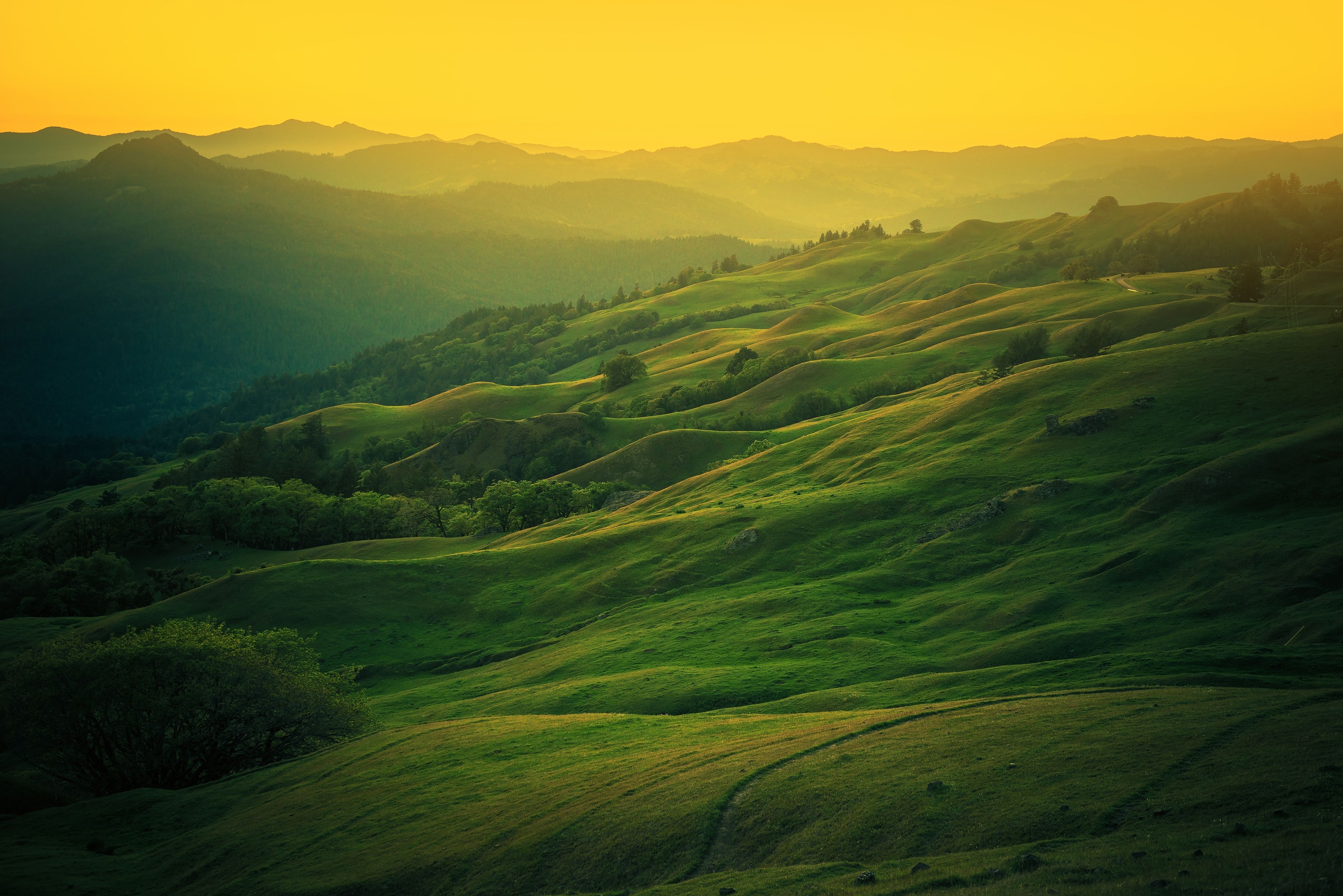 Scenic vista east from Eureka, Humboldt County, California
