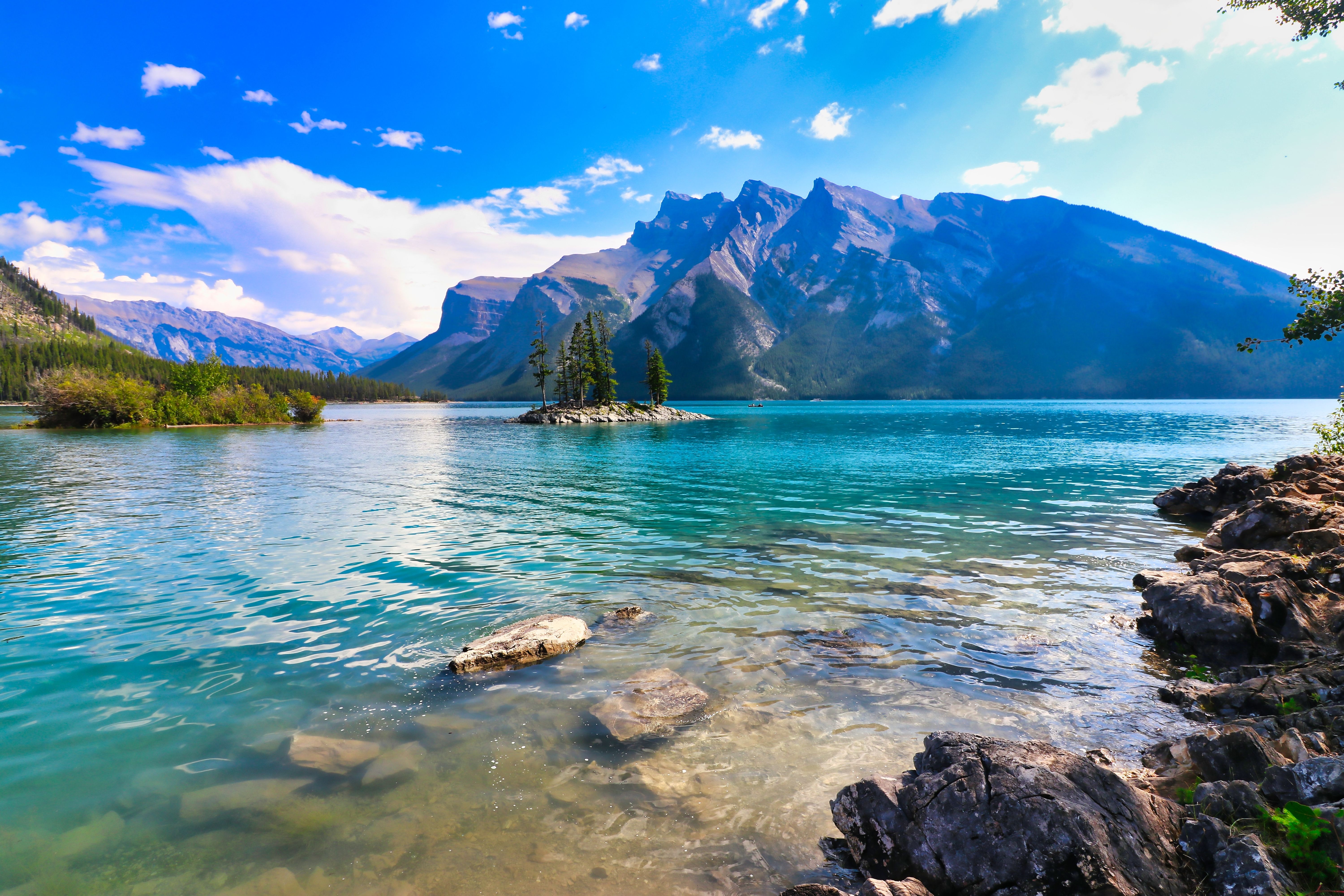 Mount Girouard on the shores of Lake Minnewanka near Banff in the Canada Rockies