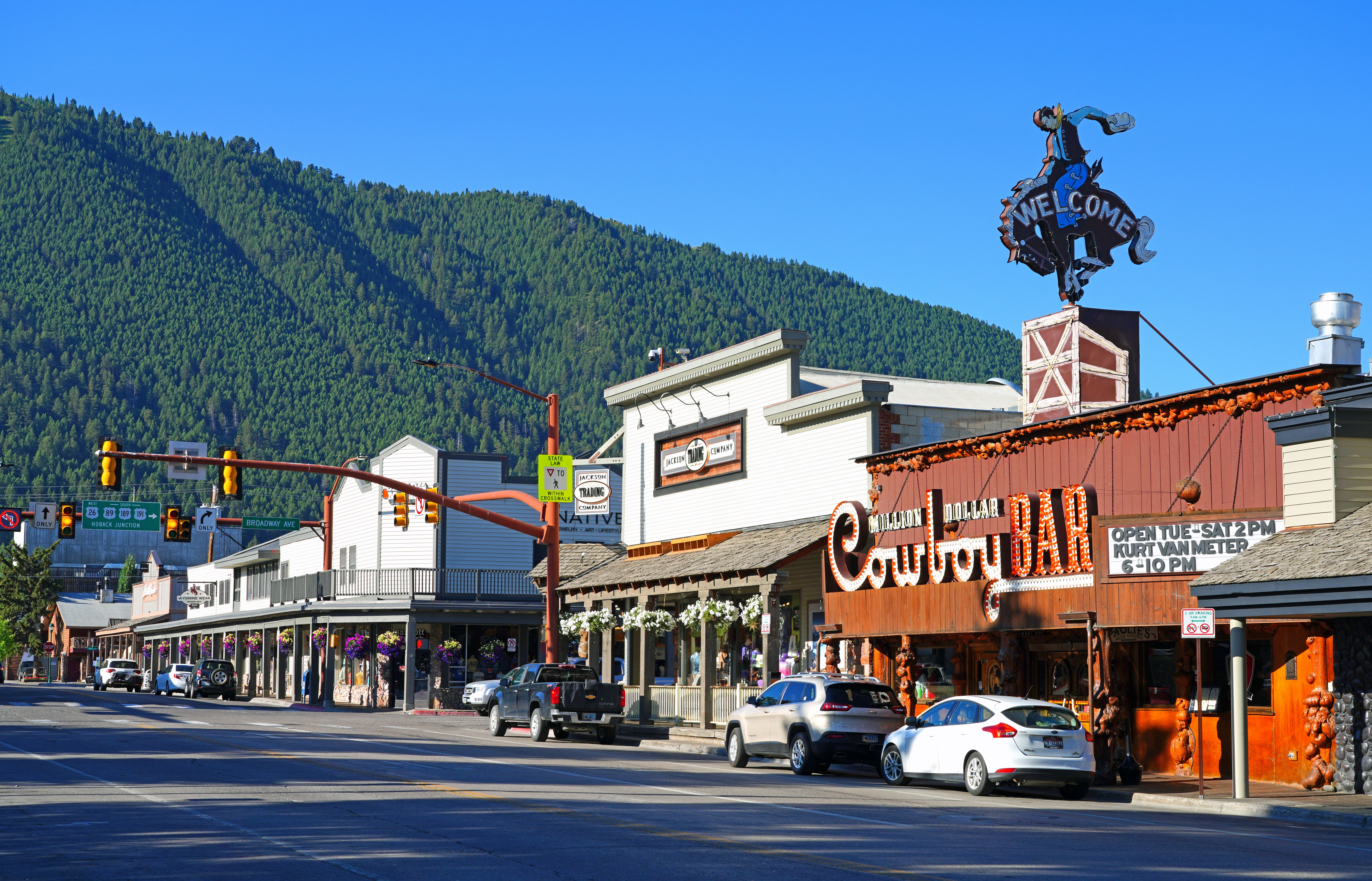 View of the Western town of Jackson Hole, Wyoming
