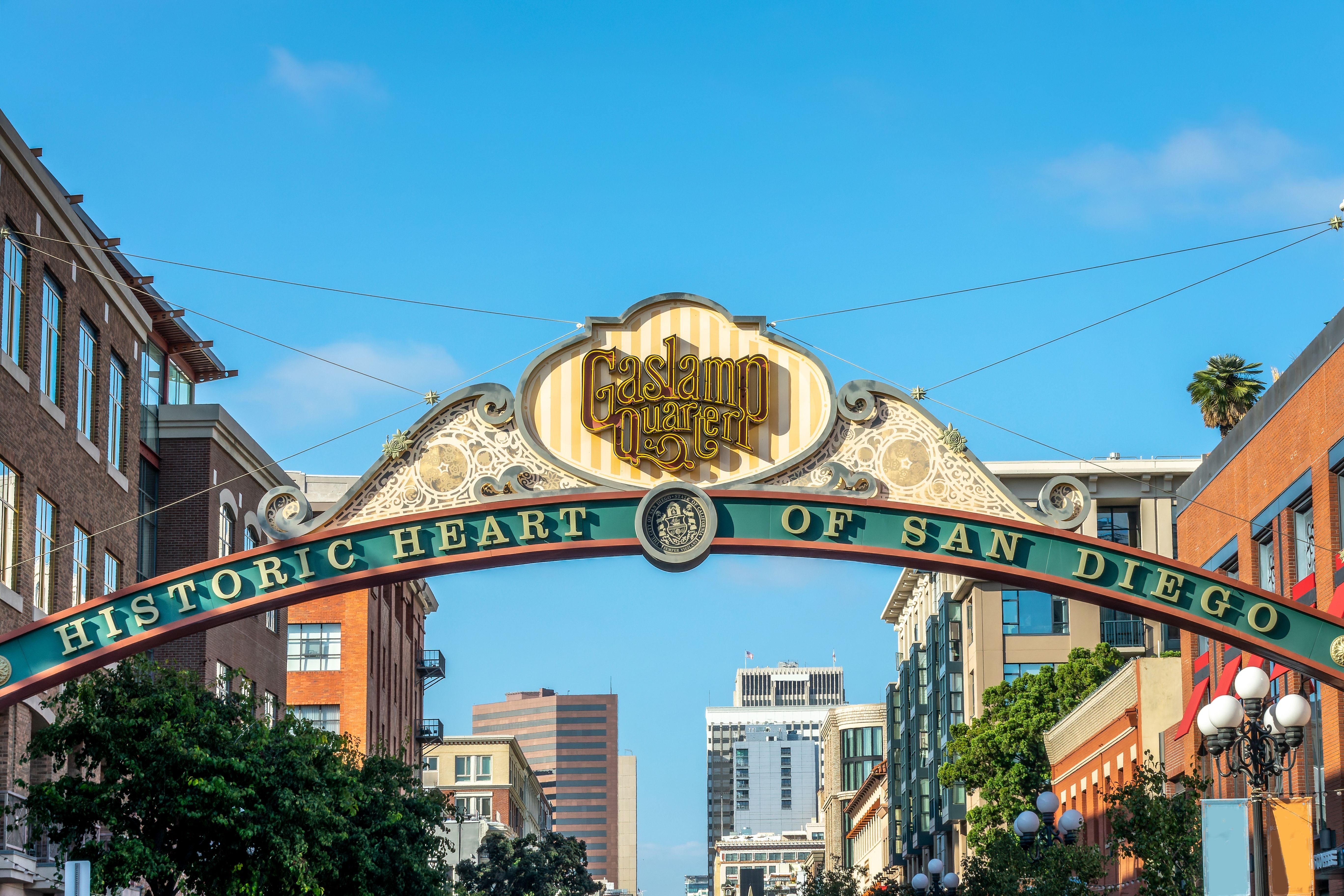 The vintage Gaslamp quarter sign in San Diego, California
