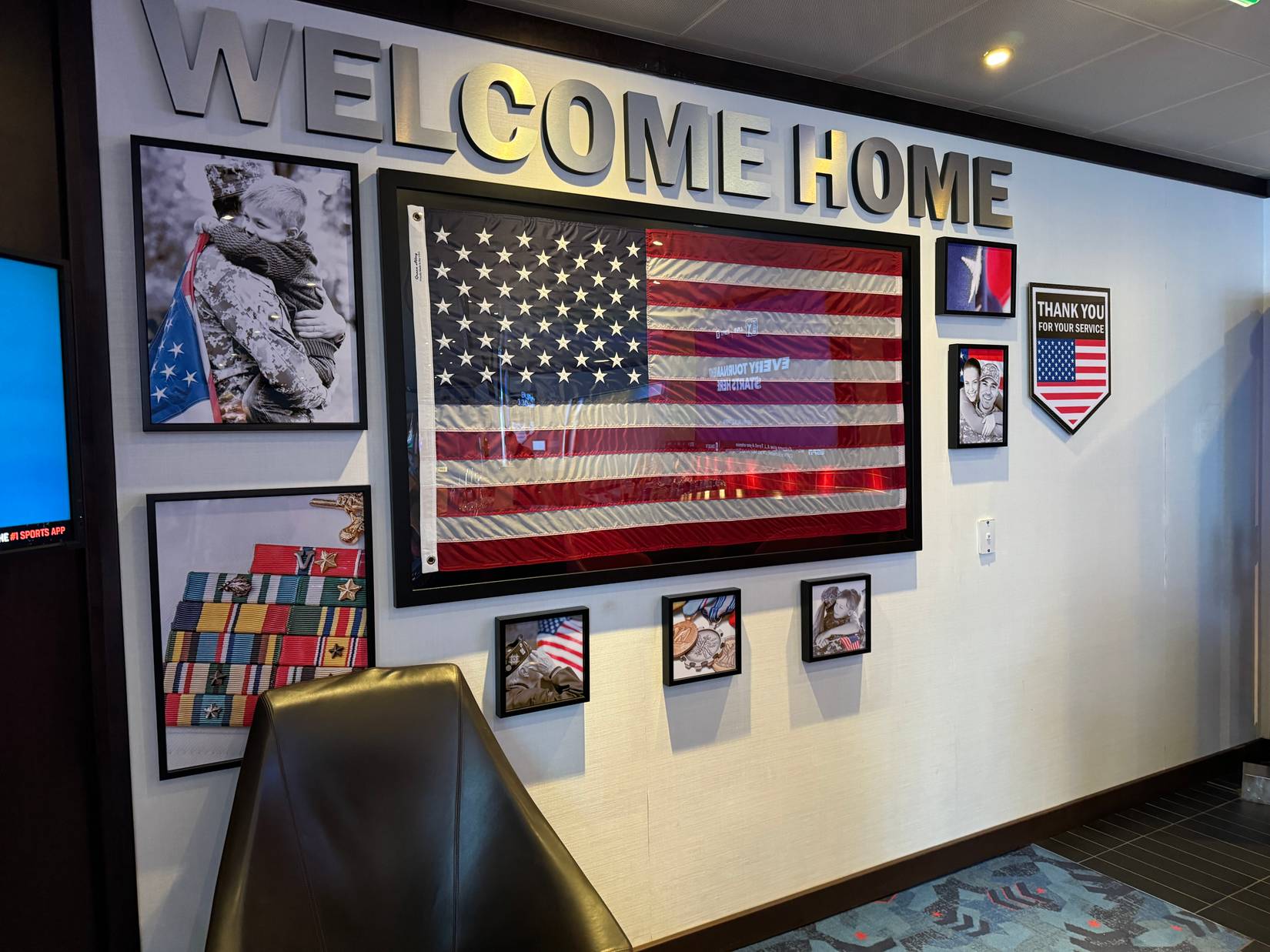 Military veteran welcome display on Carnival Cruise Line's Carnival Sunshine ship