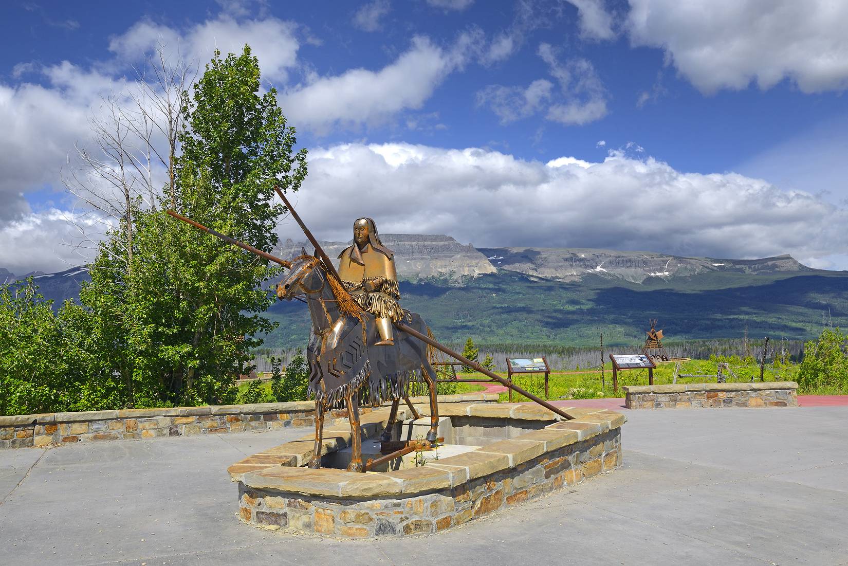 Blackfeet Nation Memorial at a scenic turnout on U.S. Highway 89, St. Mary, Montana