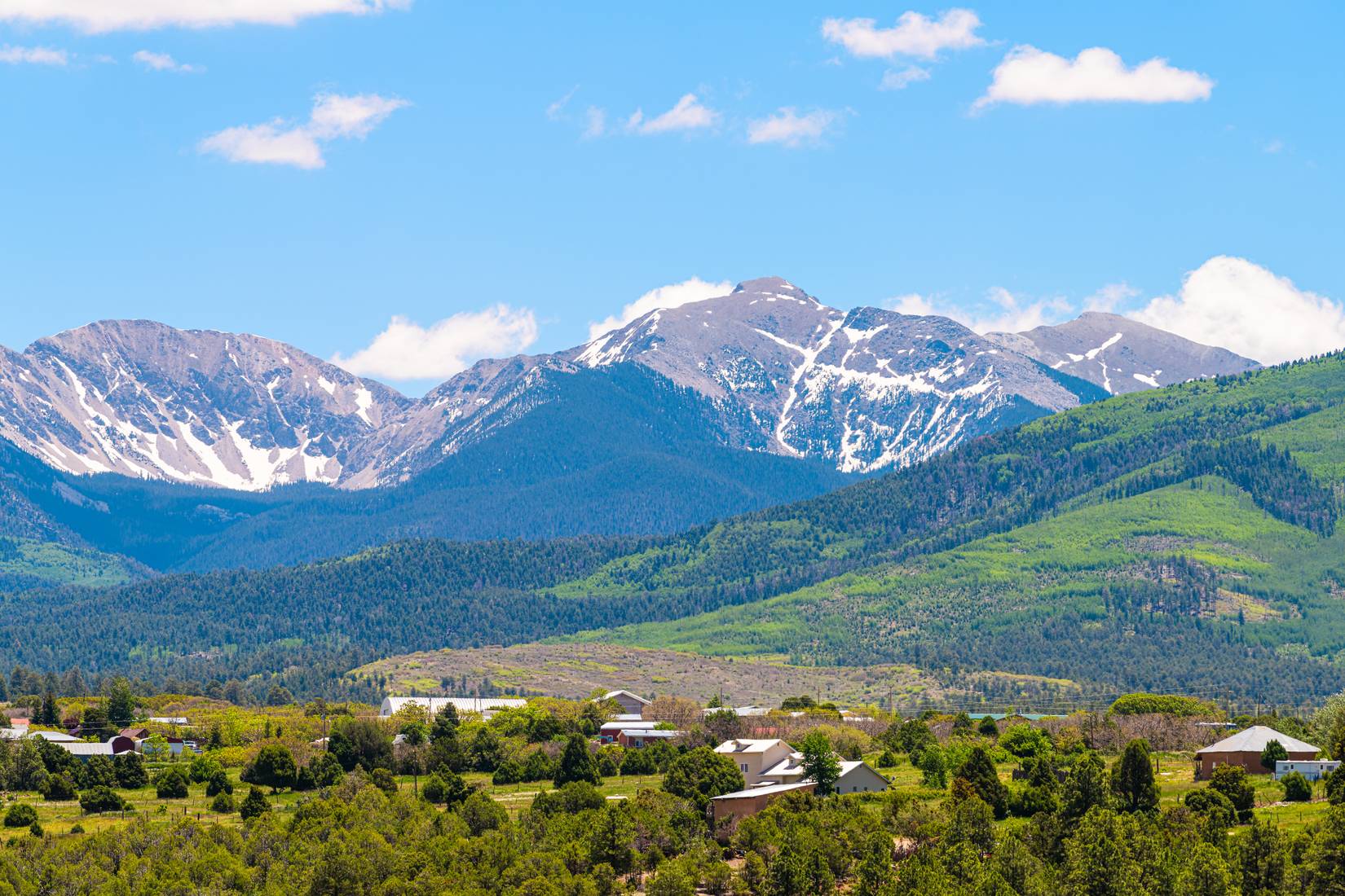 View of Truchas, New Mexico, during summer from the High Road to Taos