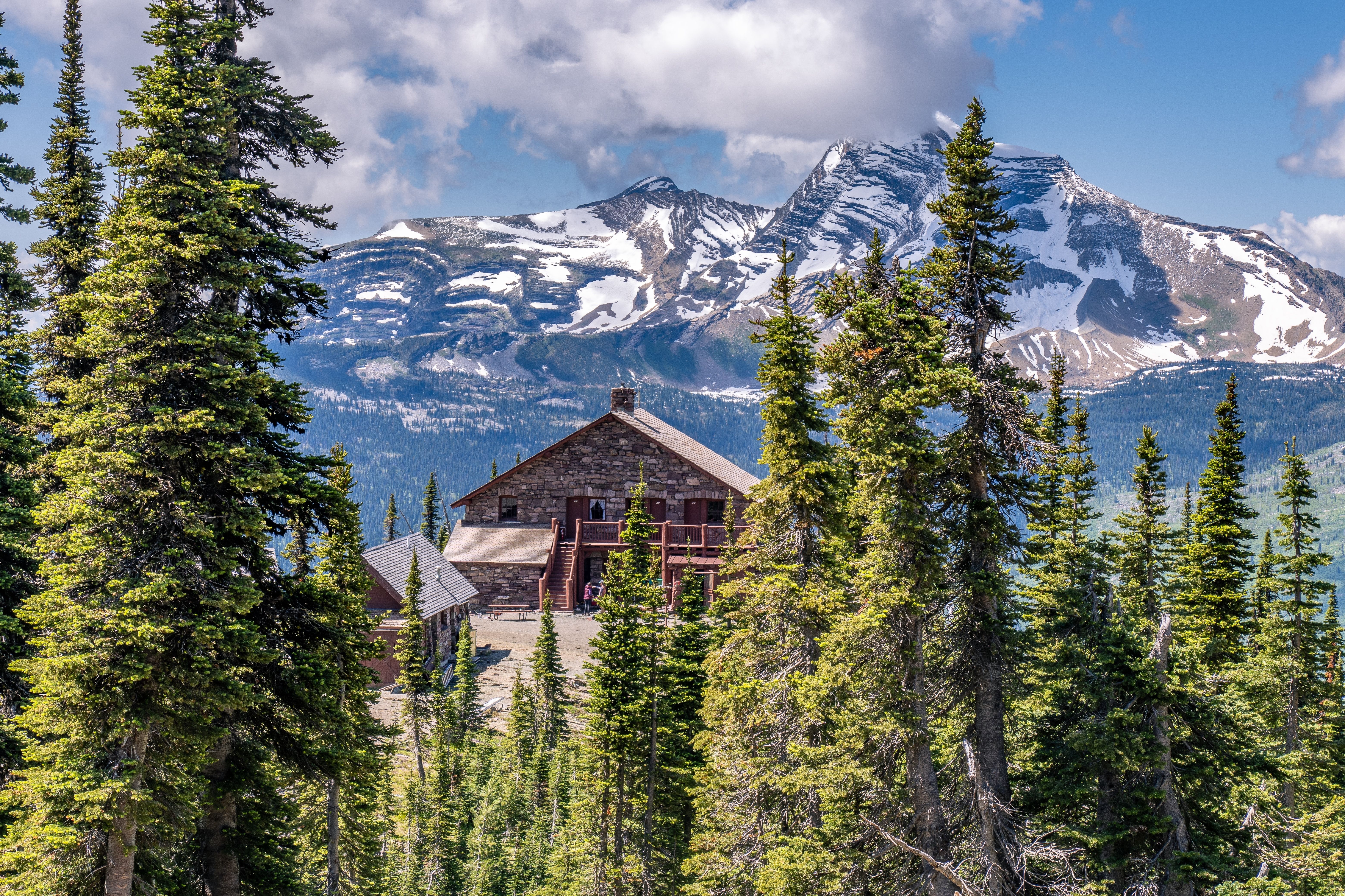  Granite Park Chalet in Glacier National Park, Montana.
