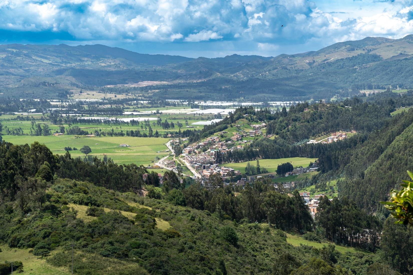An aerial view of Nemocón, Colombia. 
