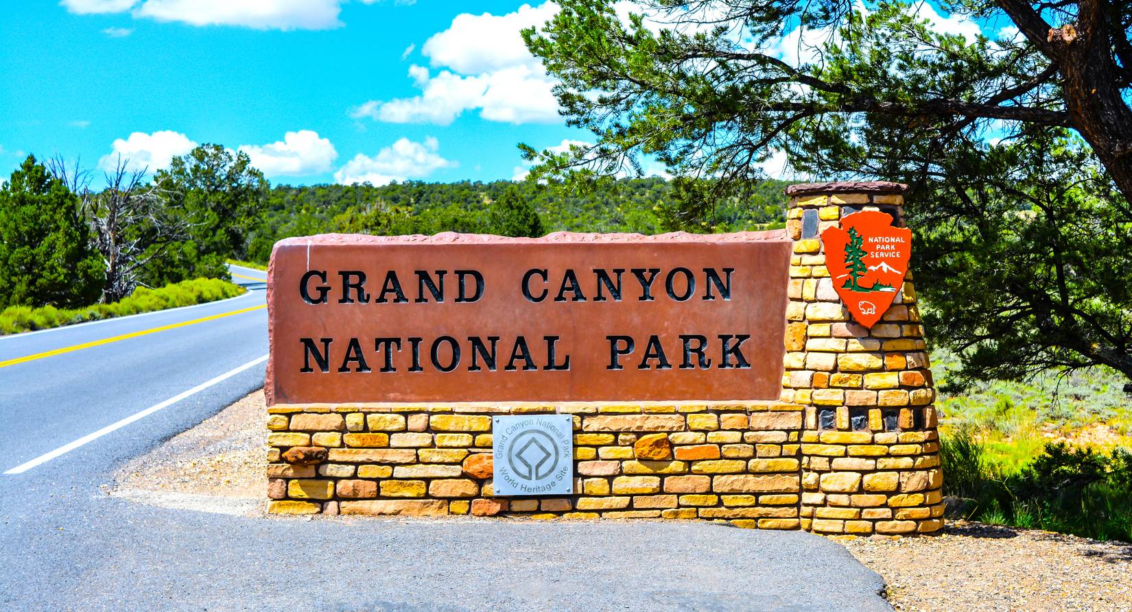 The entrance to Grand Canyon National Park, Arizona, USA