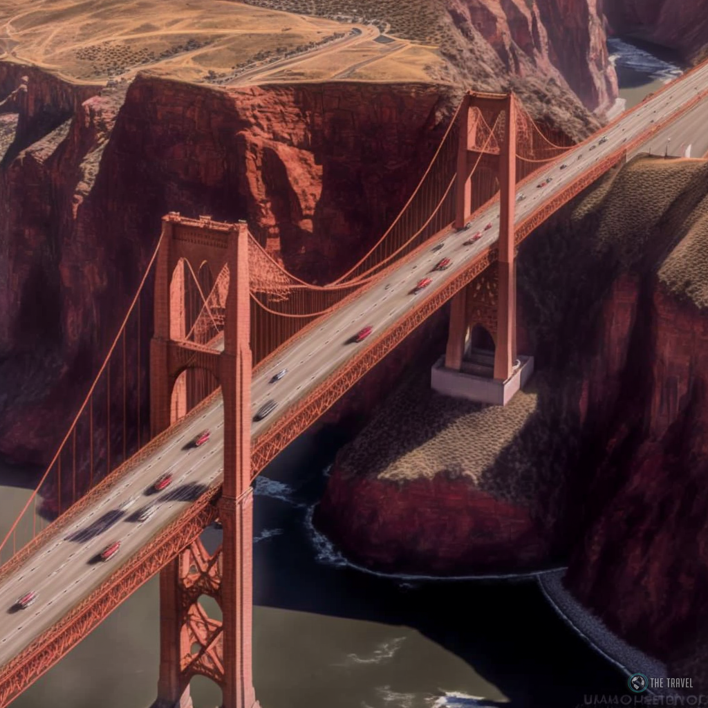 Golden Gate Bride Grand Canyon cars daylight