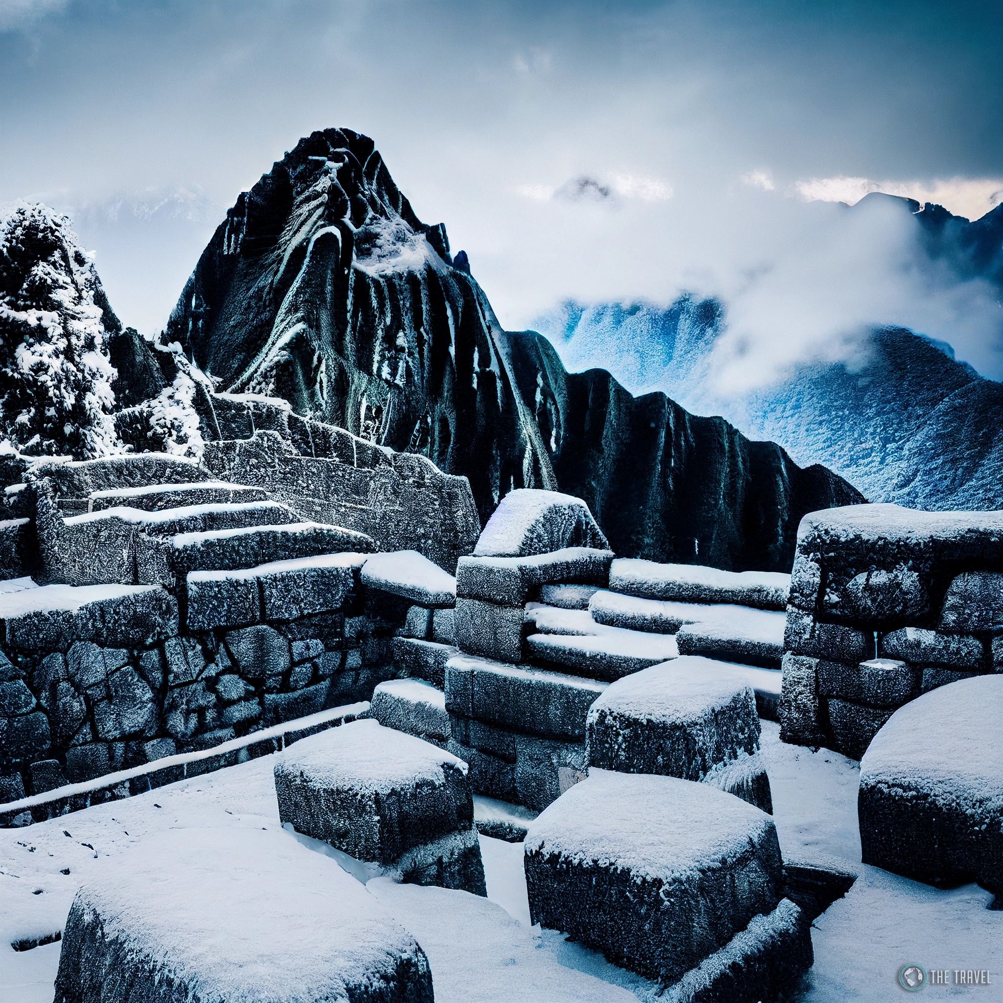 Machu Picchu snow winter