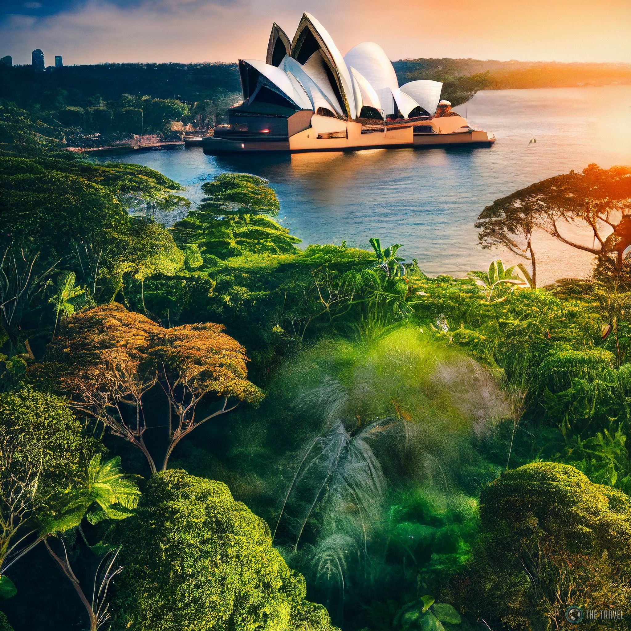 Jungle water Sydney Opera House sunset